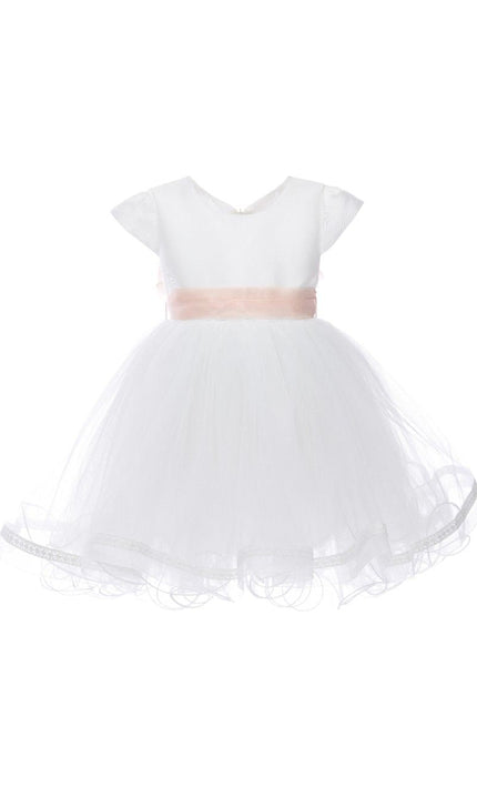 kids atelier tulleen White Satin Ribbon Dress