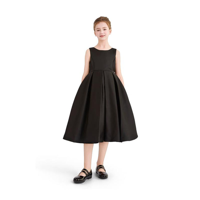 kids atelier tulleen Black Satin Bow-Back Dress