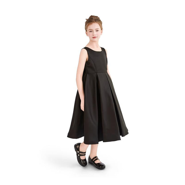 kids atelier tulleen Black Satin Bow-Back Dress
