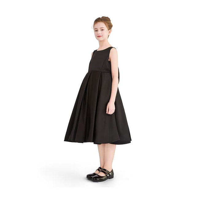 kids atelier tulleen Black Satin Bow-Back Dress