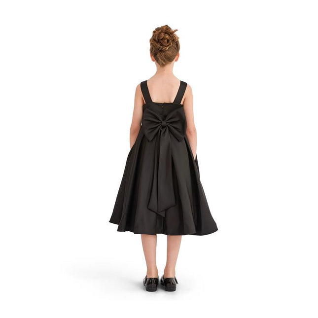 kids atelier tulleen Black Satin Bow-Back Dress