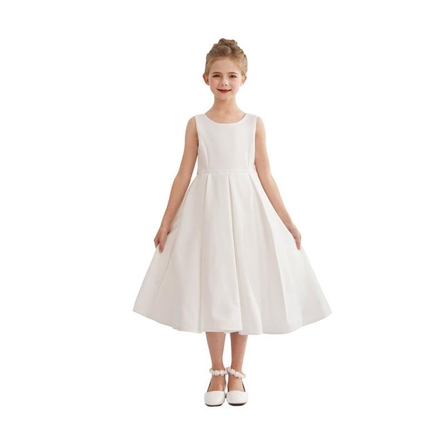 kids atelier tulleen White Satin Bow-Back Dress