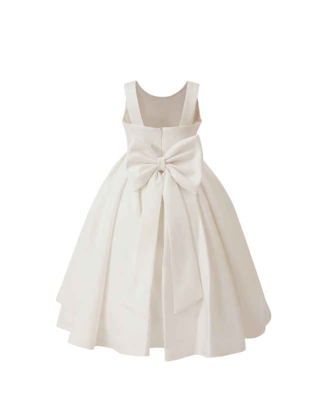 kids atelier tulleen White Satin Bow-Back Dress
