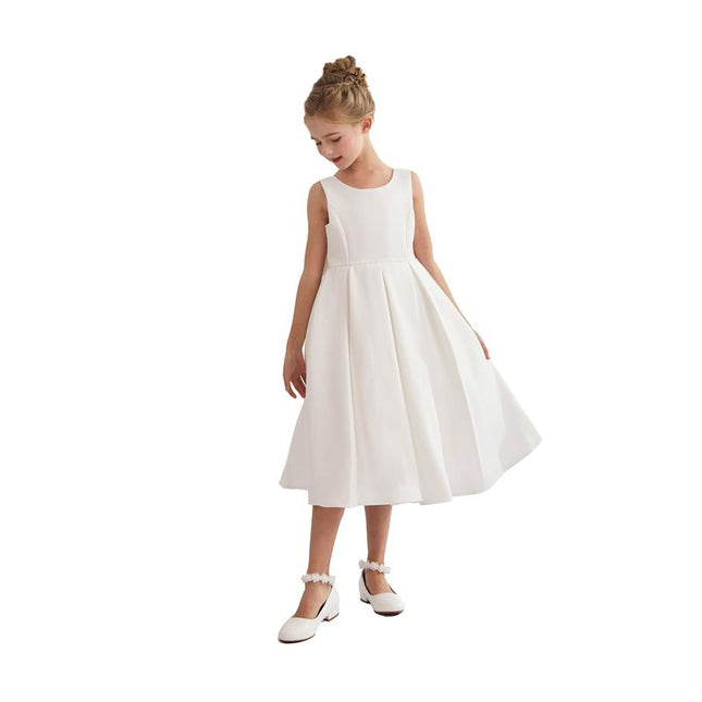 kids atelier tulleen White Satin Bow-Back Dress