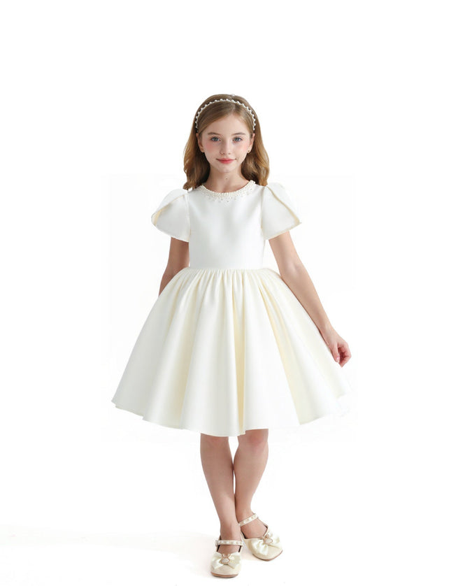kids atelier tulleen Ivory Pearl-Accented Occasion Dress