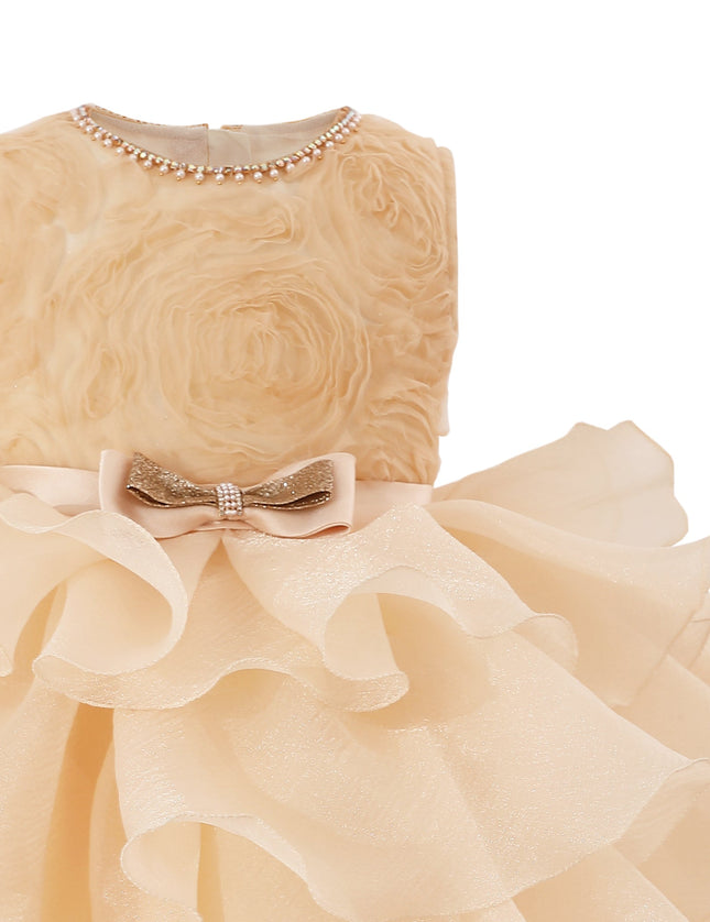 kids atelier tulleen Cream Floral Ruffle Occasion Dress