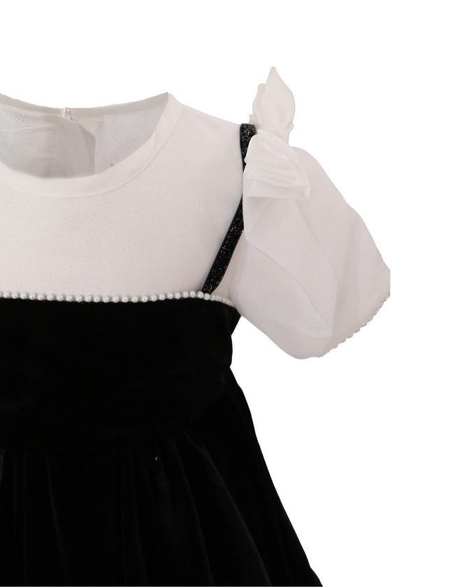 kids atelier tulleen Black & White Velvet Bow Dress