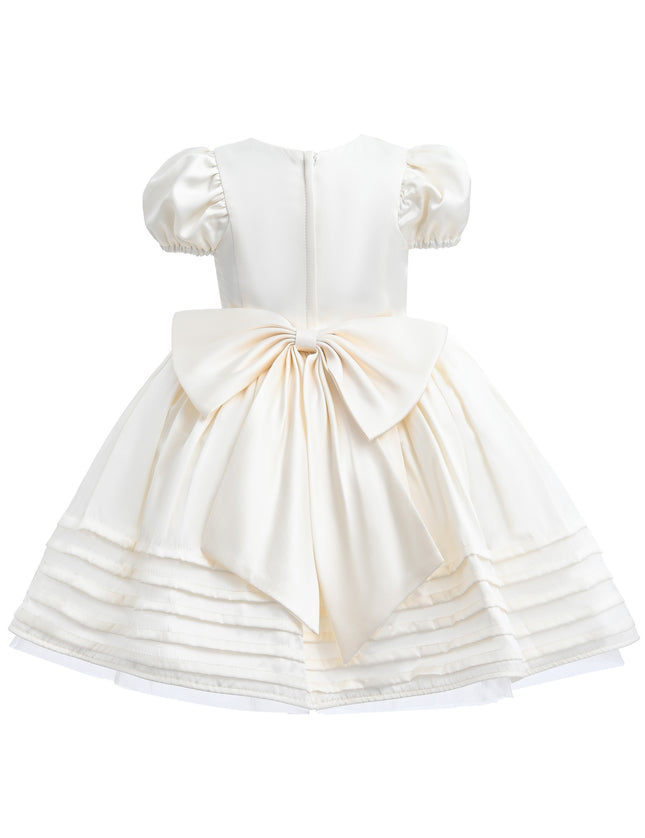 kids atelier tulleen Ivory Embroidered Pleated Dress