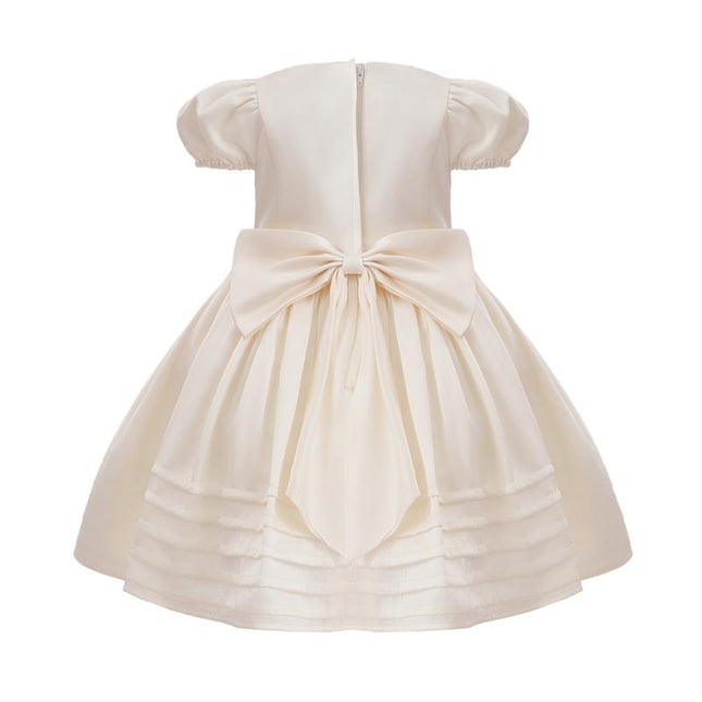 kids atelier tulleen Ivory Floral-Embroidered Pleated Dress