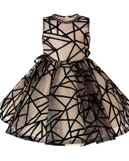 kids atelier tulleen Beige Pearl-Trim Ribbon Dress