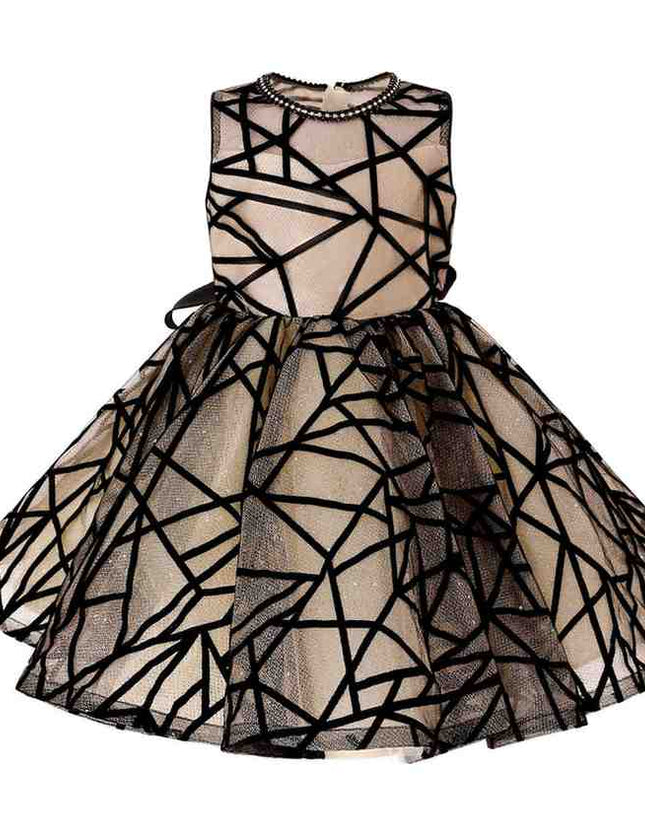 kids atelier tulleen Beige Pearl-Trim Ribbon Dress