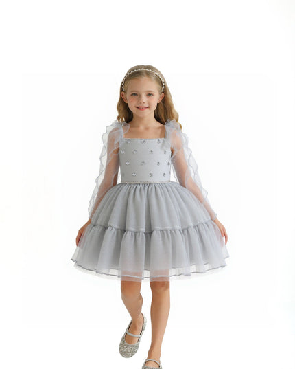 kids atelier tulleen Silver Sparkle Tiered Dress