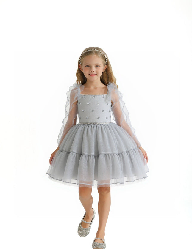 kids atelier tulleen Silver Sparkle Tiered Dress