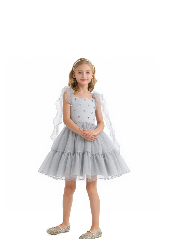 kids atelier tulleen Silver Sparkle Tiered Dress