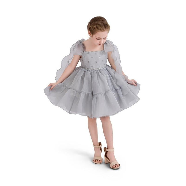 kids atelier tulleen Light Gray Ruffled Party Dress