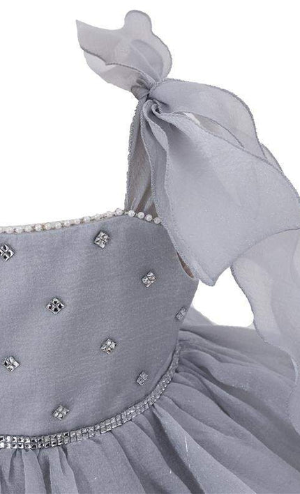 kids atelier tulleen Light Gray Ruffled Party Dress