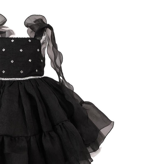 kids atelier tulleen Black Ruffled Party Dress