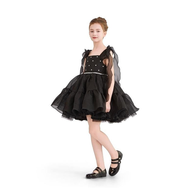 kids atelier tulleen Black Ruffled Party Dress