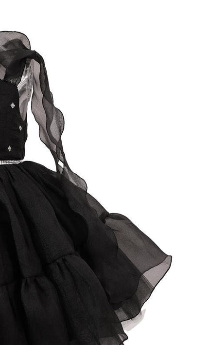 kids atelier tulleen Black Ruffled Party Dress