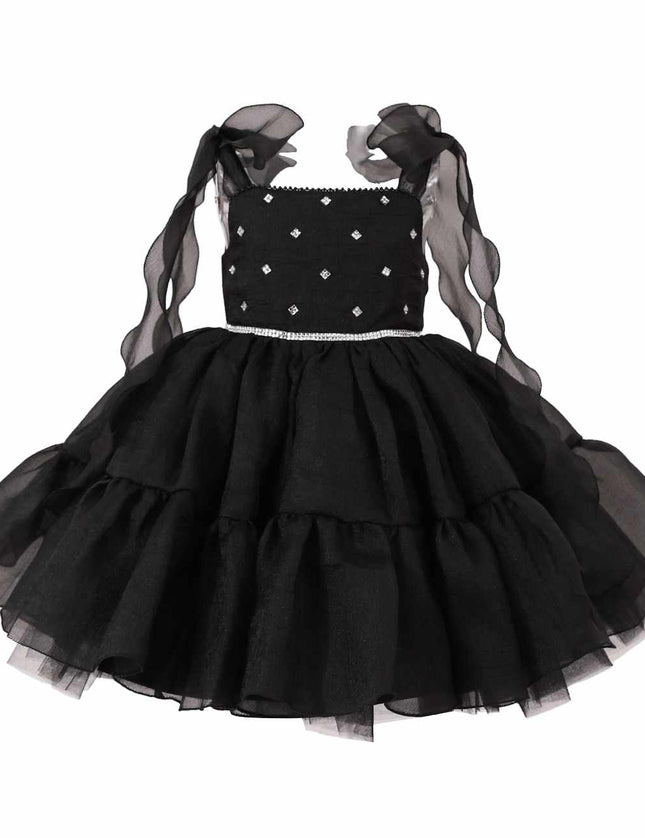 kids atelier tulleen Black Ruffled Party Dress