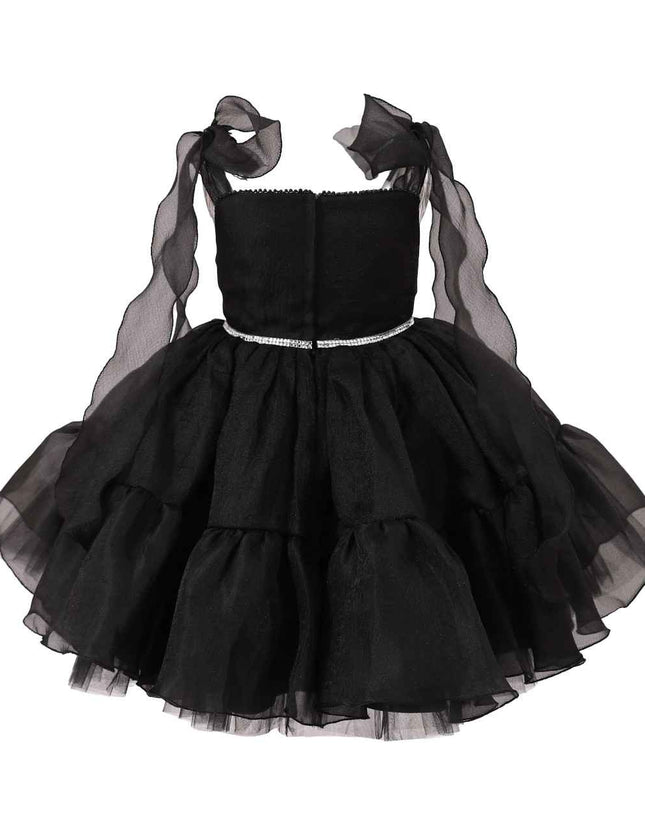 kids atelier tulleen Black Ruffled Party Dress