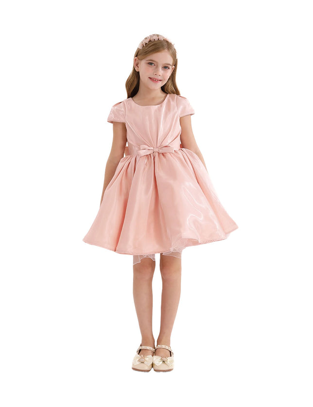 kidsatelier-tulleen-THG2350-Pink-bow-short-solera-dress