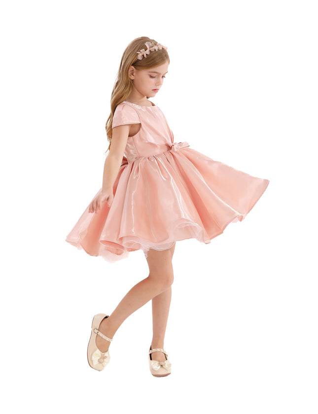 kidsatelier-tulleen-THG2350-Pink-bow-short-solera-dress