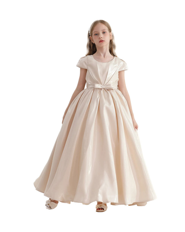 kidsatelier-tulleen-THG2351-Champagne-bow-long-brea-dress