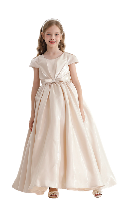 kidsatelier-tulleen-Champagne-Bow-Long-Brea-Dress
