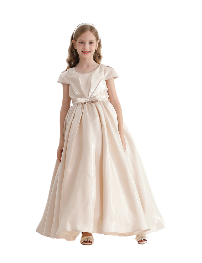 kidsatelier-tulleen-Champagne-Bow-Long-Brea-Dress