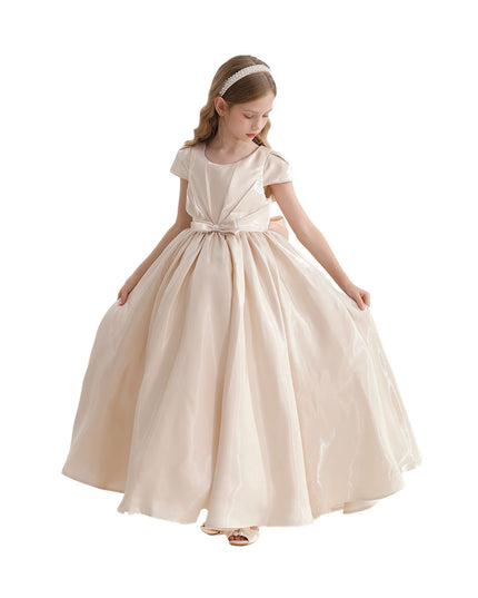kidsatelier-tulleen-THG2351-Champagne-bow-long-brea-dress