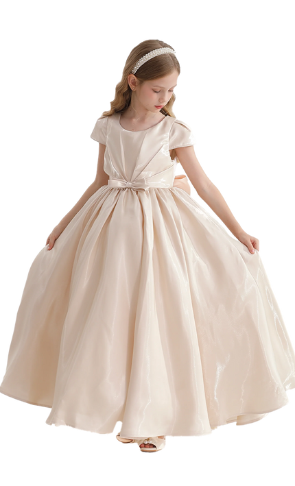 kidsatelier-tulleen-Champagne-Bow-Long-Brea-Dress