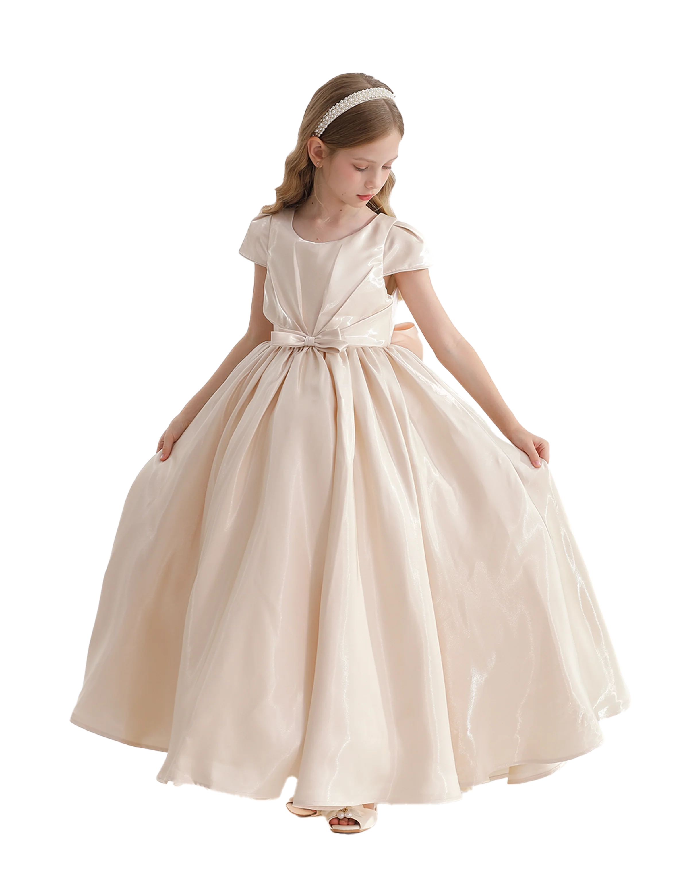 tulleen dresses White Pearl-Trim Havenelle Dress 4Y-5Y / White The dress features a beautiful bow tied at the waist Tulleen Dresses
