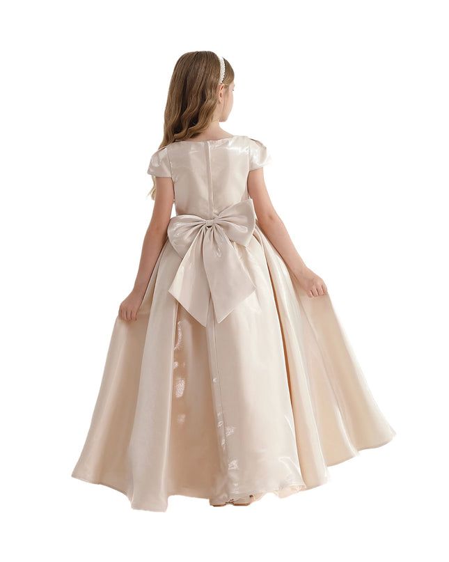 kidsatelier-tulleen-THG2351-Champagne-bow-long-brea-dress