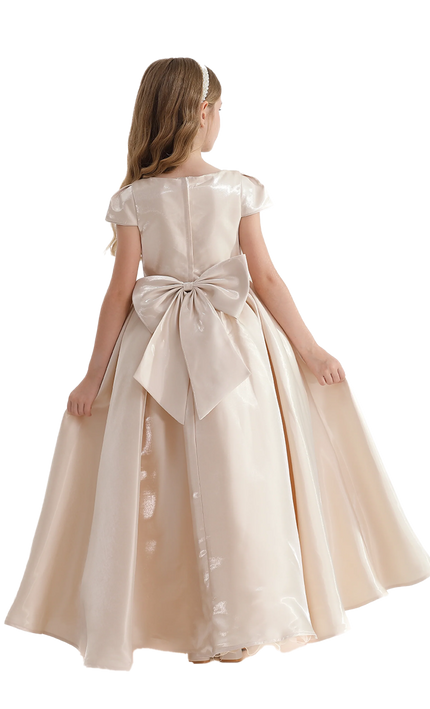 kidsatelier-tulleen-Champagne-Bow-Long-Brea-Dress