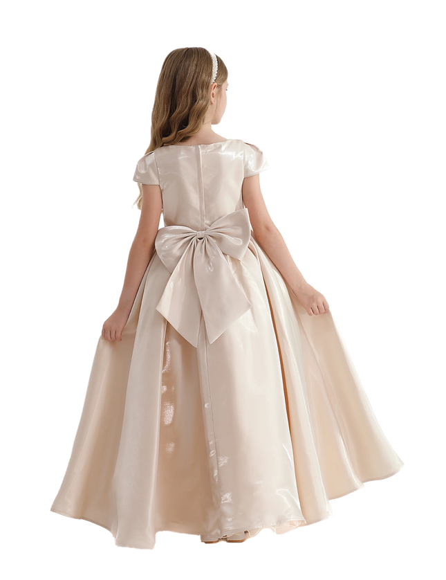 kidsatelier-tulleen-Champagne-Bow-Long-Brea-Dress