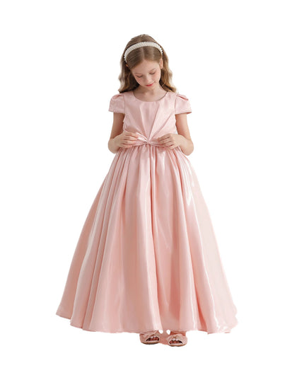 kidsatelier-tulleen-THG2351-Pink-bow-long-brea-dress