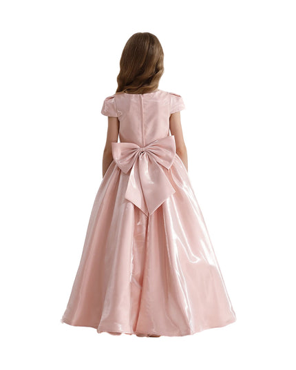 kidsatelier-tulleen-THG2351-Pink-bow-long-brea-dress