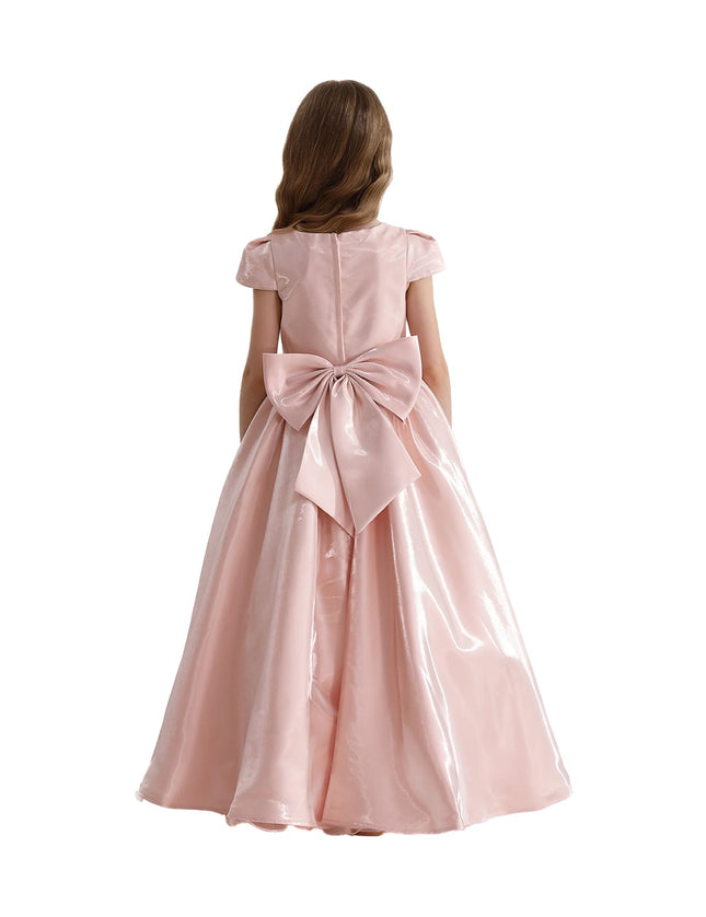 kidsatelier-tulleen-THG2351-Pink-bow-long-brea-dress