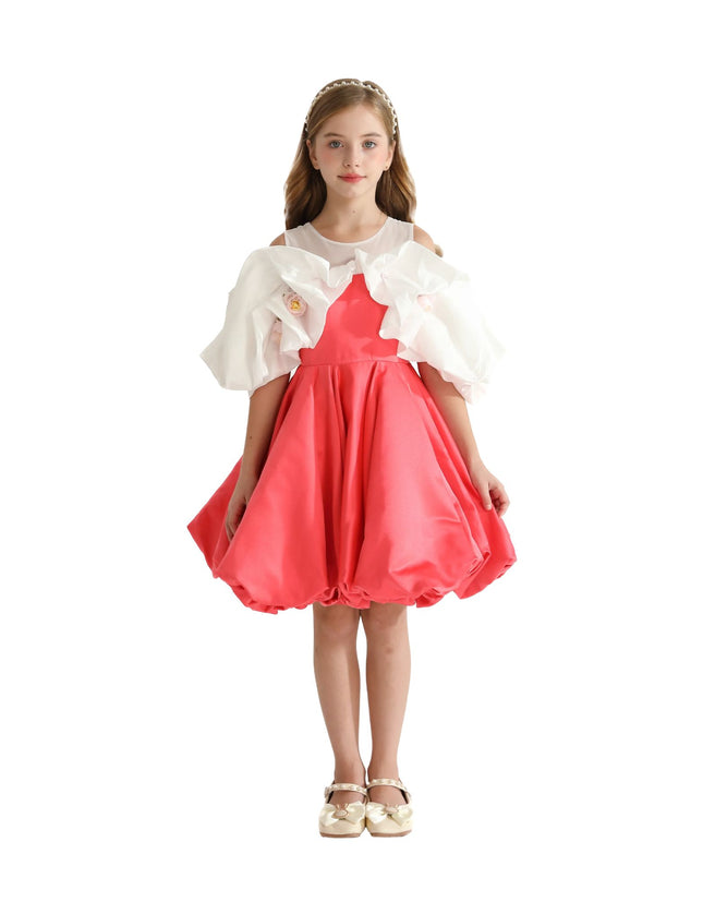 kidsatelier-tulleen-THG6291-red-silhouette-white-sleeve-isadora-dress