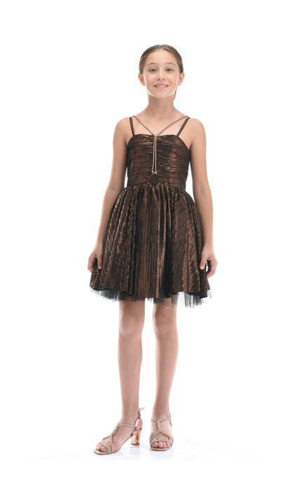 kids atelier tulleen Bronze Gianotta Strapped Dress