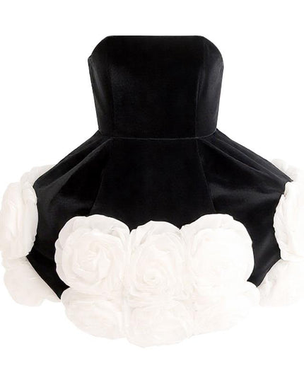 kids atelier tulleen Black Floral Strapless Dress