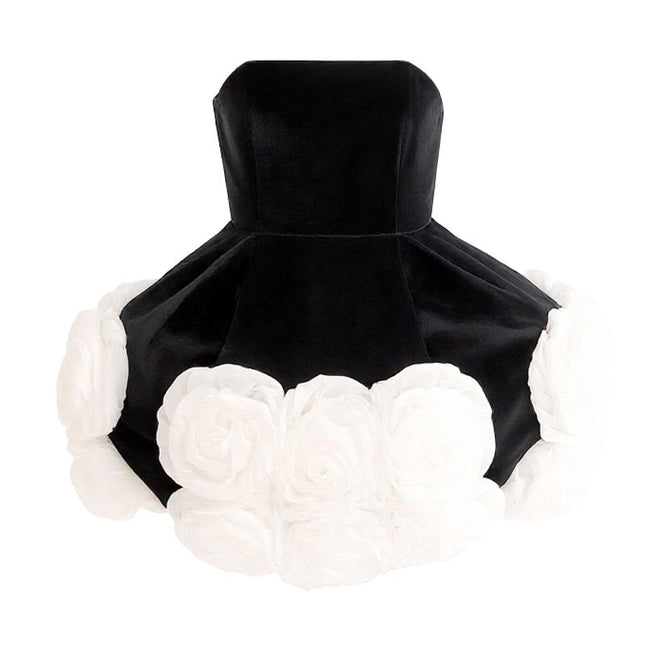 kids atelier tulleen Black Floral Strapless Dress