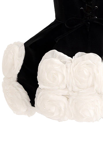 kids atelier tulleen Black Floral Strapless Dress