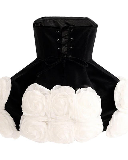 kids atelier tulleen Black Floral Strapless Dress