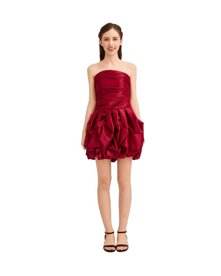 kids atelier tulleen Burgundy Strapless Satin Dress