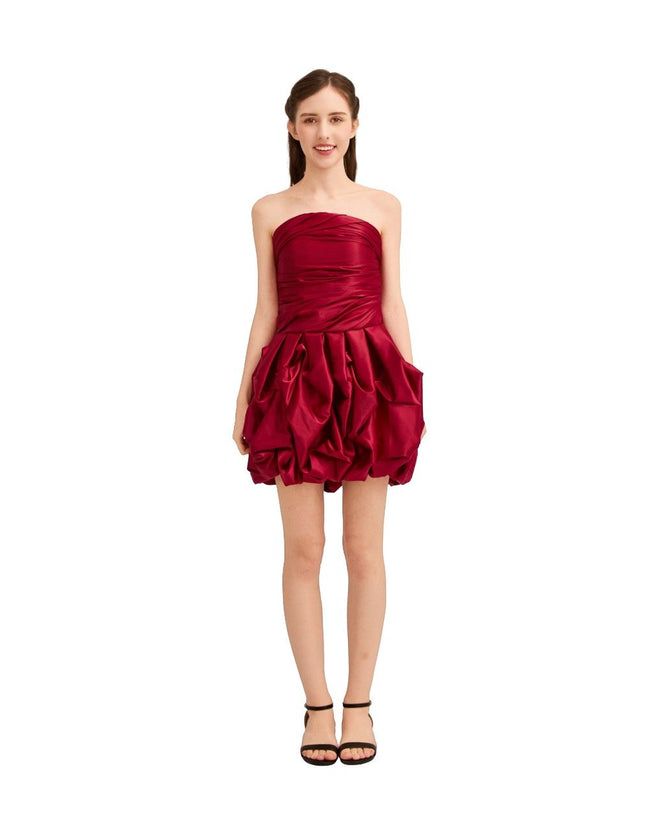 kids atelier tulleen Burgundy Strapless Satin Dress