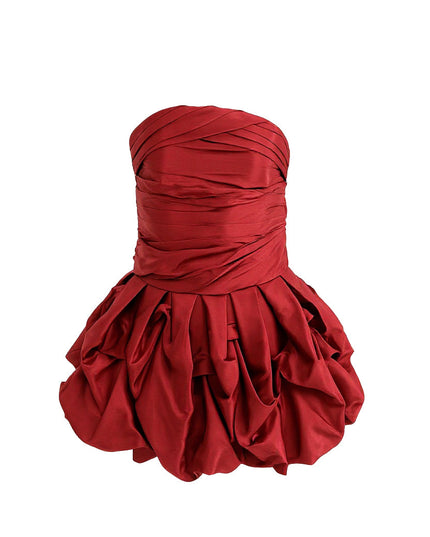 kids atelier tulleen Burgundy Strapless Satin Dress