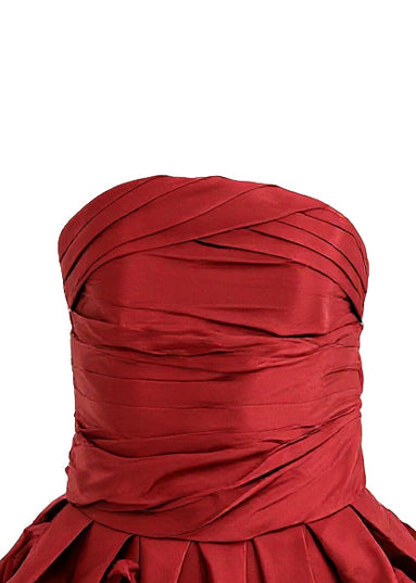 kids atelier tulleen Burgundy Strapless Satin Dress