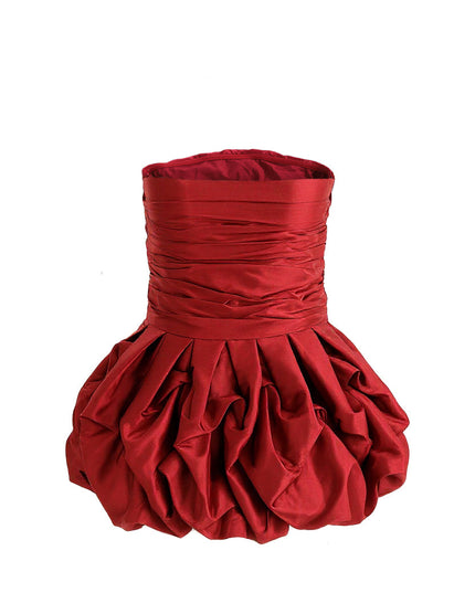 kids atelier tulleen Burgundy Strapless Satin Dress